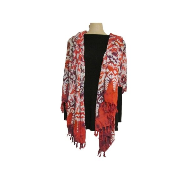 Bali Long Scarf with Autumn Colors and Leaf Designs - Picture 12 of 12